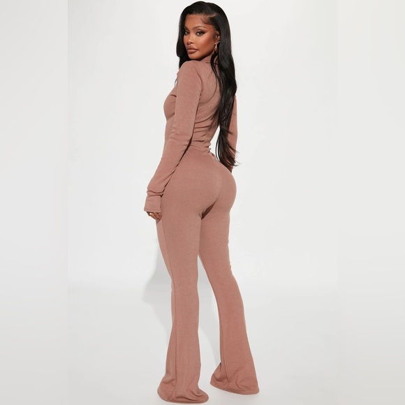 Ashley Rib Jumpsuit- Mocha - Picture 2 of 4